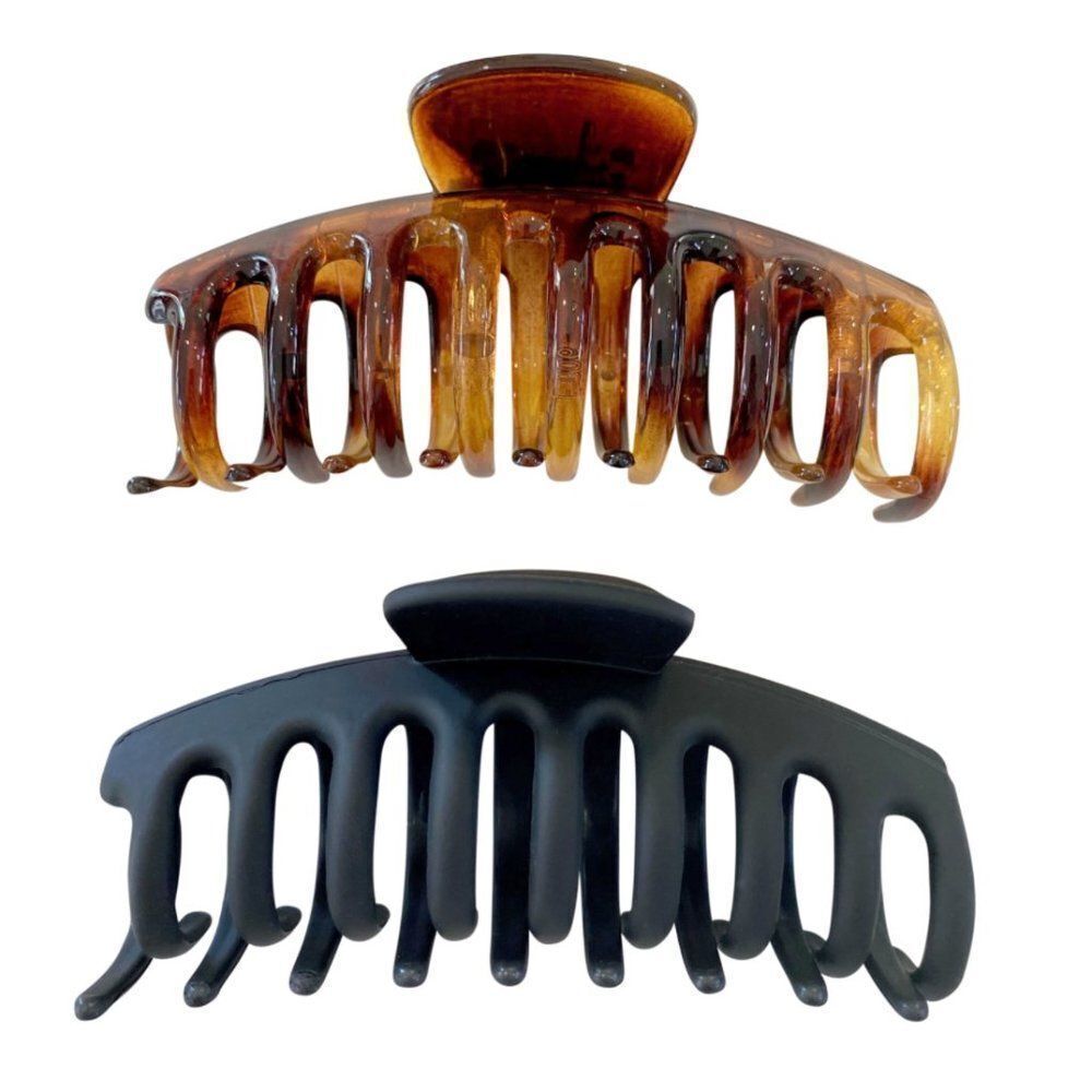 Gemelli Hair Clips Jenna Claw 2 Pack Black Tortoise Neutral Minimalist Trendy